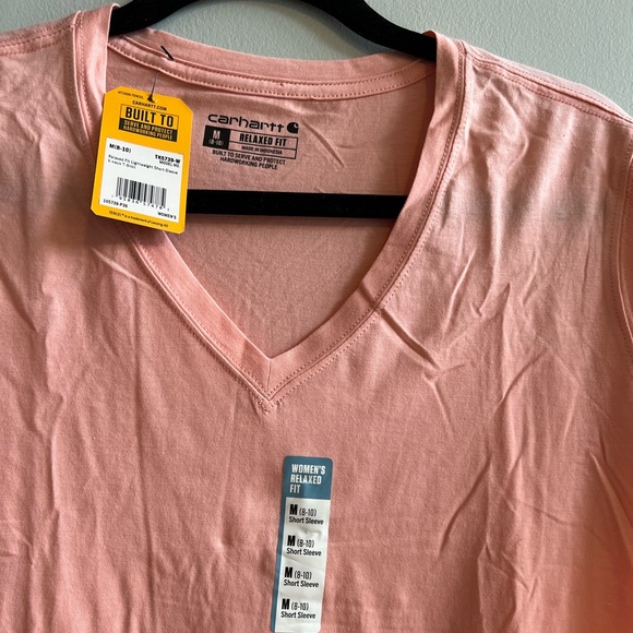 Carhartt Women's Peach V-Neck Tee - Picture 4 of 4